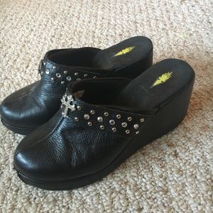 Volatile "Annette" Studded Mule Wedges Size 9